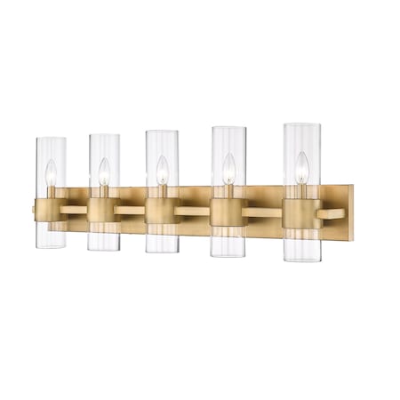 Z-Lite Lawson 5 Light Vanity, Rubbed Brass & Clear 343-5V-RB